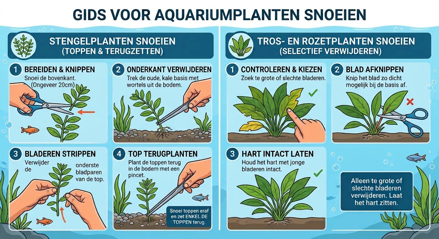 Aquariumplanten snoeien.